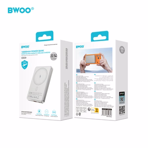 BWOO P82 10000mAh 15W išorinė baterija belaidis krovimas šviesiai pilka