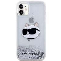 Karl Lagerfeld KLHCN61LNCHCS iPhone 11/XR sidabrinis/sidabrinis kietas dėklas Blizgantis Choupette Galva