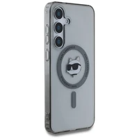 Karl Lagerfeld Mygtukas Choupette Galva Spausdintas Logotipas Magnetinis Samsung Galaxy S25 dėklas juoda