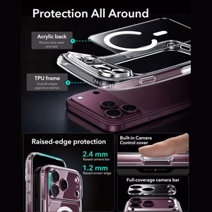 ESR Classic Hybrid MagSafe dėklas, skirtas iPhone 18 Pro / 17 Pro – skaidrus