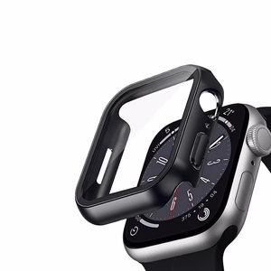 Crong Hybrid Watch Case apsauginis dėklas su integruotu stiklu, skirtas Apple Watch 41 mm, juodas