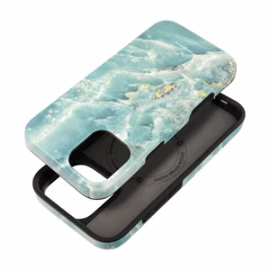 FORCELL F-PROTECT Mirage, karinio standarto išbandytas magnetinis dėklas telefonui IPHONE 16 PLUS, žalias marmuras
