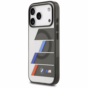 BMW M IML metaliniai mygtukai trispalvės linijos magnetinis dėklas telefonui iPhone 17 Pro Max - pilkas