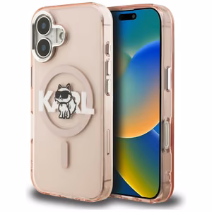 Karl Lagerfeld IML Choupette Sketch Logo MagSafe Dėklas iPhone 16 - rožinis