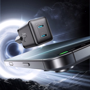 Joyroom JR-TCG17 sieninis įkroviklis, 45 W, 2 × USB-C (EU kištukas), juodas
