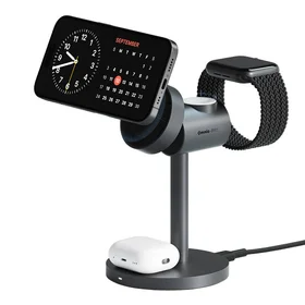 Belaidis įkroviklis "MagFusion 3 in 1 Aukey LC-MC311", 15W Qi2 (pilkas)