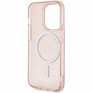 Guess GUHMP14LHCMCGP iPhone 14 Pro 6.1" rožinis/rožinis kietas dėklas Blizgučiai Auksas MagSafe