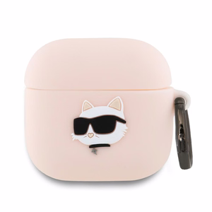Karl Lagerfeld silikoninis Choupette galvos 3D dėklas AirPods 4 - rožinė