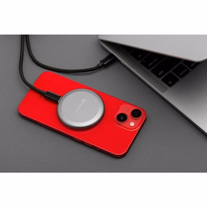 FORCELL F-ENERGY Smart Charge Qi2 15W belaidis įkroviklis su 150cm nuimamu kabeliu suderinamas su MagSafe sidabrinis