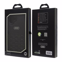 Audi Sintetinės odos iPhone 16 Plus 6.7" juodas/juodas kietas dėklas AU-TPUPCIP16M-GT/D2-BK
