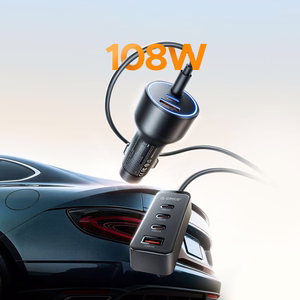 Orico ChargeClip 108W automobilinis įkroviklis 2x USB-A + 4x USB-C su spaustuku - juodas