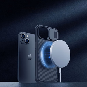 Nillkin CamShield Pro Magnetinis dėklas iPhone 14 Plus dėklas su kameros apsauga juodas (su MagSafe)