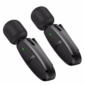 Hoco L15 belaidis atlapo mikrofonas Lightning / USB-C, 2 vnt., juodas