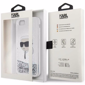 Karl Lagerfeld KLHCI8LNKHCH iPhone 7/8/SE 2020/2022 sidabrinis/sidabrinis kietas dėklas Blizgantis Karl Galva