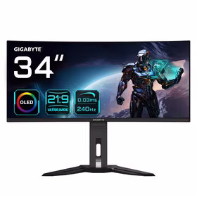 GIGABYTE MO34WQC2 kompiuterio monitorius 86,4 cm (34") 3440 x 1440 pikseliai Wide Quad HD OLED Juoda