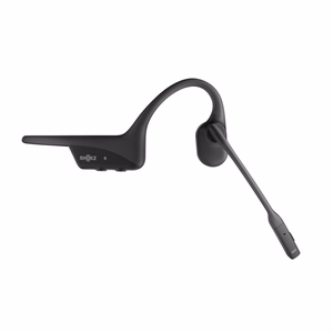 SHOKZ OpenComm2 UC 2025 belaidės Bluetooth kaulų laidžiavimo ausinės vaizdo konferencijoms su USB-C įkrovimo jungtimi ir USB-C adapteriu, triukšmą slopinančiu mikrofonu, juodos
