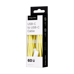 Krüger&Matz Basic USB-C–USB-C laidas, 60 W, 1 m, geltonas