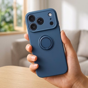 Silikoninis „Ring“ dėklas, skirtas „iPhone 17 Pro Max / 18 Pro Max“ – tamsiai mėlynas