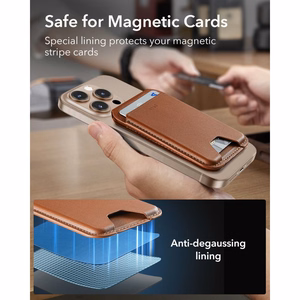 ESR Classic su RFID apsauga magnetinis „MagSafe“ kortelių dėklas telefonui su stovu – rudas