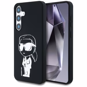 Karl Lagerfeld silikoninis grafiti Ikonik logotipas su magnetiniu Samsung Galaxy S25 dėklas juodas