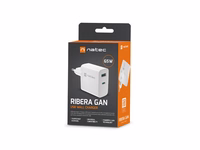 NATEC RIBERA GAN CHARGER 1x USB-A + 1x USB-C 65W BALTAS