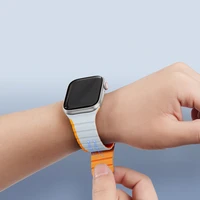 Magnetinis laikrodžio dirželis Apple Watch SE, 9, 8, 7, 6, 5, 4, 3, 2, 1 (41, 40, 38 mm) Dux Ducis laikrodžio dirželis (LD versija) - pilkas / oranžinis