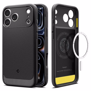 Spigen Rugged Armor MagSafe dėklas, skirtas iPhone 18 Pro / 17 Pro – spalva: matinė juoda