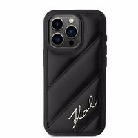 Karl Lagerfeld Diagonal Quilted Script dėklas telefonui iPhone 15 Pro Max - juoda