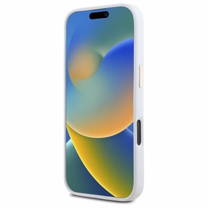 Guess Silikoninis Logo Strass 4G Dėklas iPhone 16 Pro - baltas