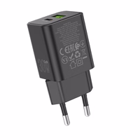 Borofone Sieninis įkroviklis BN14 Royal GaN - USB + Type C - QC 3.0 PD 30W juodas