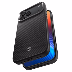 Spigen Enzo Aramid "T" MagSafe dėklas iPhone 17 Pro - juoda ir sidabrinė