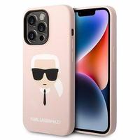 Karl Lagerfeld KLHMP14XSLKHLP iPhone 14 Pro Max 6.7 "kietasis dėklas šviesiai rožinis / šviesiai rožinis silikoninis Karl`s Head Magnetinis
