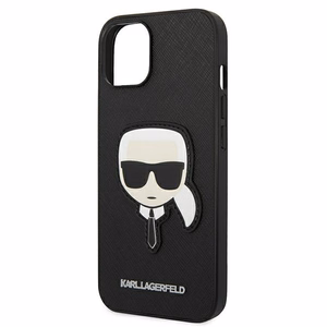 Karl Lagerfeld Saffiano Karl's Head Patch dėklas telefonui iPhone 14 Plus - juodas