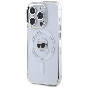 Karl Lagerfeld IML Metalinis Karl Galvos Magnetinis dėklas iPhone 15 Pro baltas