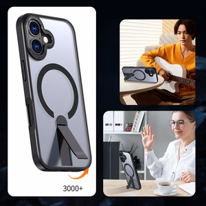 Hibridinis šarvuotas X dėklas iPhone 17 su MagSafe suderinamu stovu - juodas