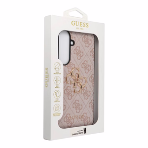 Guess Leather 4G Metal Logo dėklas Samsung Galaxy S26 FE – rožinis
