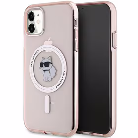 Karl Lagerfeld IML Choupette Magnetinis dėklas iPhone 11 / Xr - rožinis