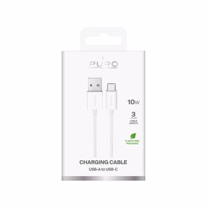 Puro TPE 10W USB-A - USB-C 3m kabelis - baltas