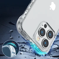 Joyroom Defender serijos dėklas iPhone 14 Plus šarvuotas kablio dėklas su stovu skaidrus (JR-14H3)