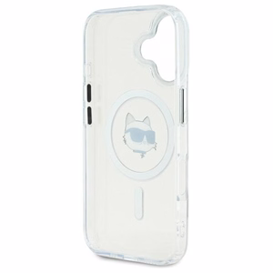 Karl Lagerfeld IML Metal Choupette Head Magnetinis iPhone 16 dėklas - baltas
