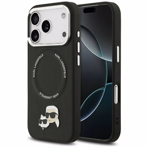 Karl Lagerfeld Karl & Choupette Pins MagSafe dėklas telefonui iPhone 17 Pro Max - juodas