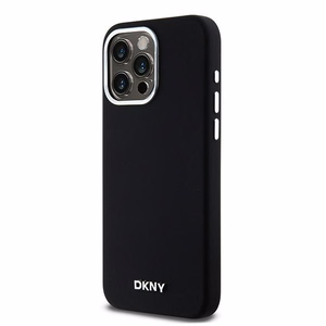 DKNY DKHMP15XSMCHLK iPhone 15 Pro Max6.7" juodas dėklas Liquid Silicone Small Metal Logo MagSafe