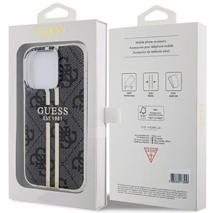 Guess IML 4G Gold Stripe dėklas telefonui iPhone 15 Pro - juodas