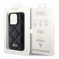 Guess Quilted Metal Logo dėklas telefonui iPhone 15 Pro Max - juodas