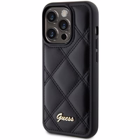 Guess Quilted Metal Logo dėklas telefonui iPhone 15 Pro - juodas