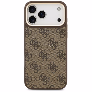 Guess 4G PU Classic Logo Magnetinis dėklas telefonui iPhone 17 Pro Max - rudas