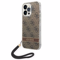 Guess GUOHCP14XH4STW iPhone 14 Pro Max 6.7 "rudas/rudas kietas dėklas 4G rašto dirželis