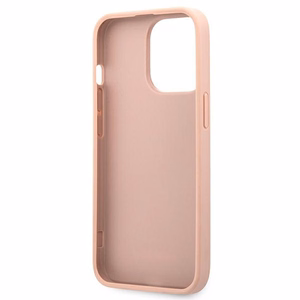 Guess GUHCP13XPSASBPI iPhone 13 Pro Max 6.7 rožinis kietasis dėklas Saffiano Stripe