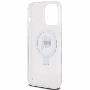 Karl Lagerfeld KLHMP15LHMRSKHH iPhone 15 Pro 6.1" baltas/baltas kietas dėklas su žiediniu stovu Karl Head Magnetinis
