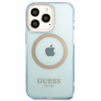 Guess Gold Outline permatomas Magnetinis MagSafe dėklas telefonui iPhone 13 Pro / iPhone 13 - mėlynas